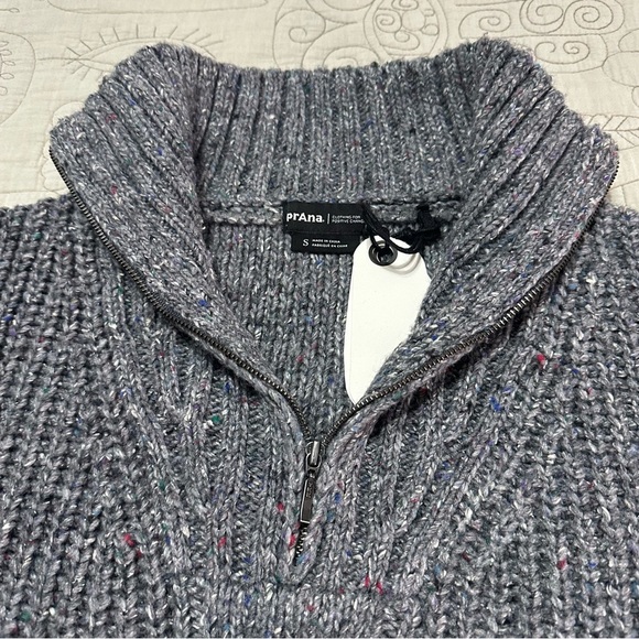 NWT Prana Laurel Creek Sweater Size S Charcoal Cable Knit Poly Silk Wool Blend - Picture 8 of 11